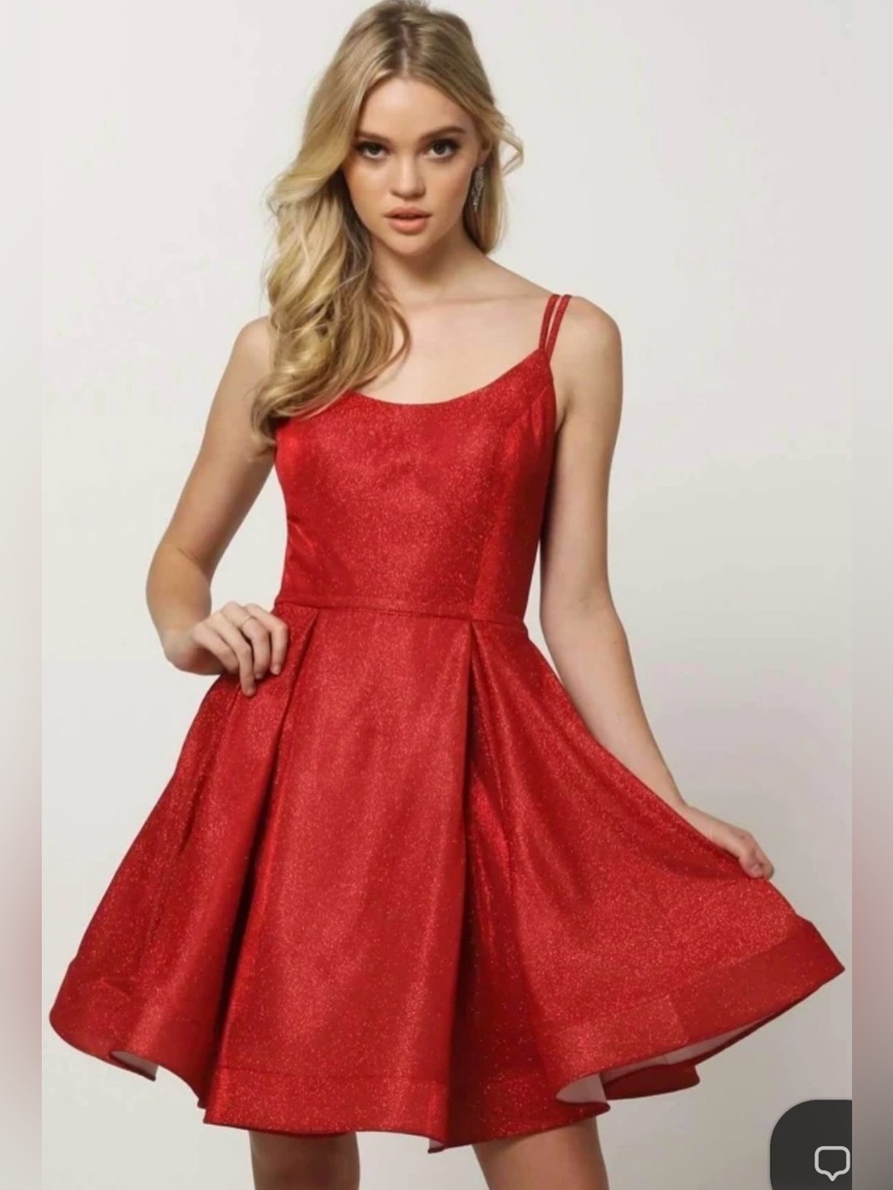 Juliet Red Sparkle Fit-and-Flare Poplin Homecoming Dress Size Small
